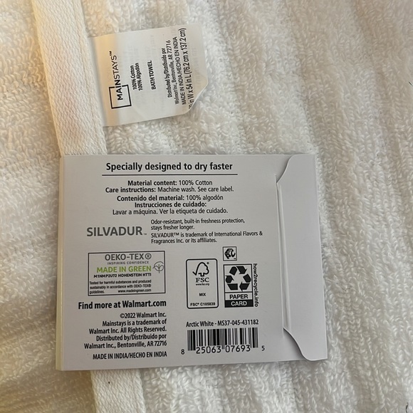 NWT White Dry Faster Performance 100% Cotton Bath Towel - Picture 4 of 6